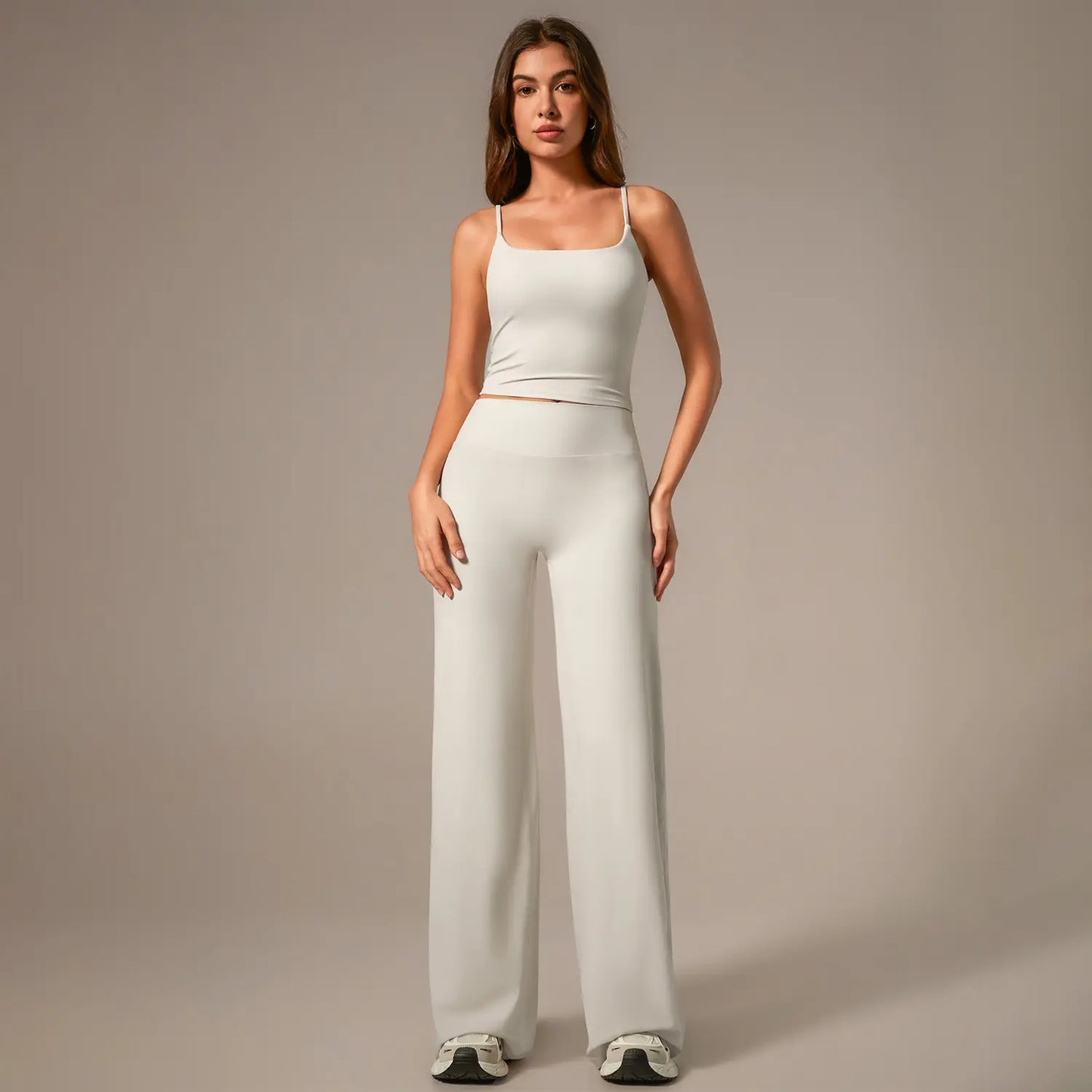 Timeoff Women'S Yoga Two-Piece Set ā Stretchy Fabric, Butt-Lifting Design, Sleeveless Cami & Wide-Leg Pants for Comfortable Fit, Enhanced Curves & Flexible Movement, Ideal for Yoga, Casual Outings & Daily Wear