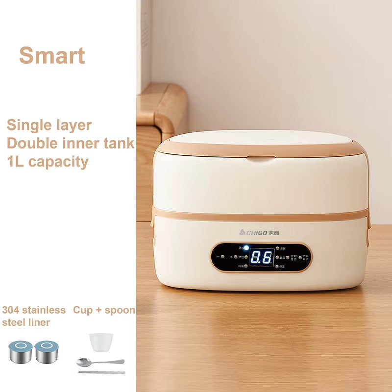 2L Smart Electric Lunch Box Heating Lunch Box Portable Steam Cook Pot Constant Temperature Heating Food Heater Office 220V
