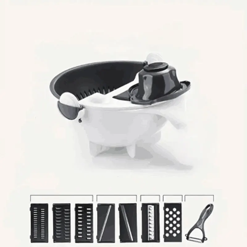 9-in-1 Vegetable Cutter & Slicer with Drain Basket – Multifunctional Household G
