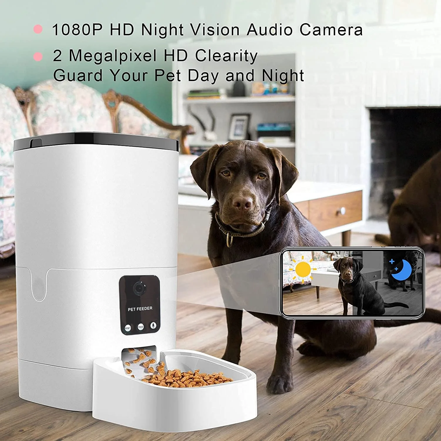 Pet Feeder,6L Automatic Pet Feeder for Cats and Dogs,1080P Camera,App Control,Vo