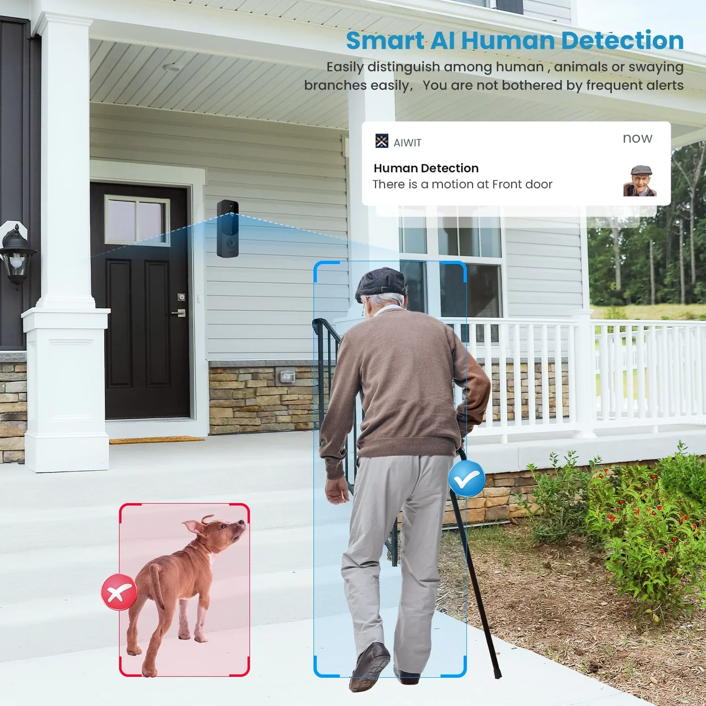 Wireless Doorbell Camera with Chime, Smart Video Doorbell Security Camera with ,