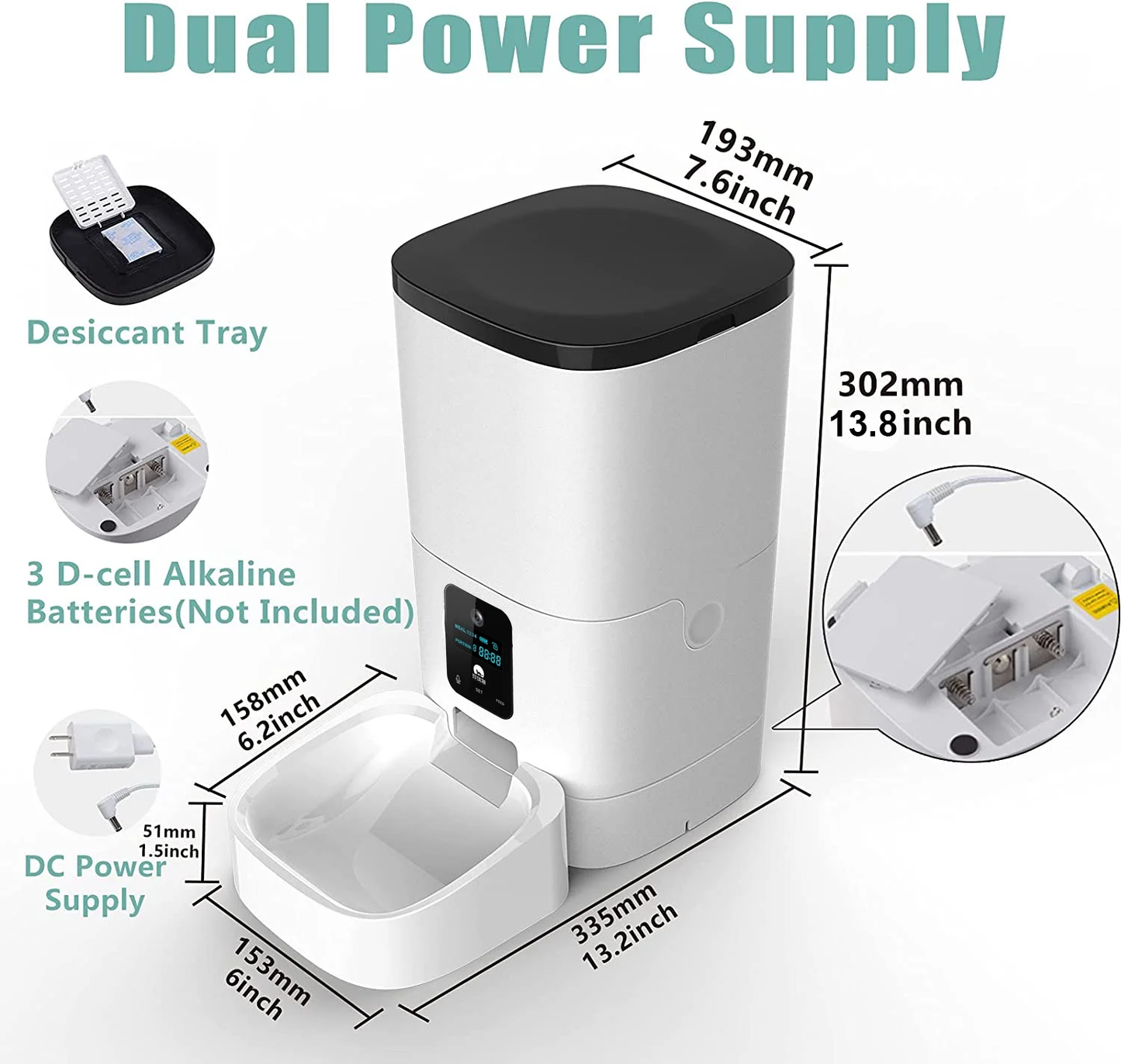 Pet Feeder,6L Automatic Pet Feeder for Cats and Dogs,1080P Camera,App Control,Vo