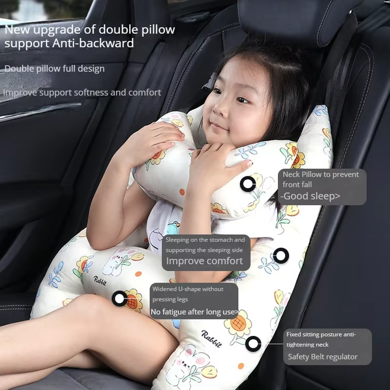 Car Sleeping Safety H-Shape Travel Pillow Car Travel Head Pillow Support Kid and