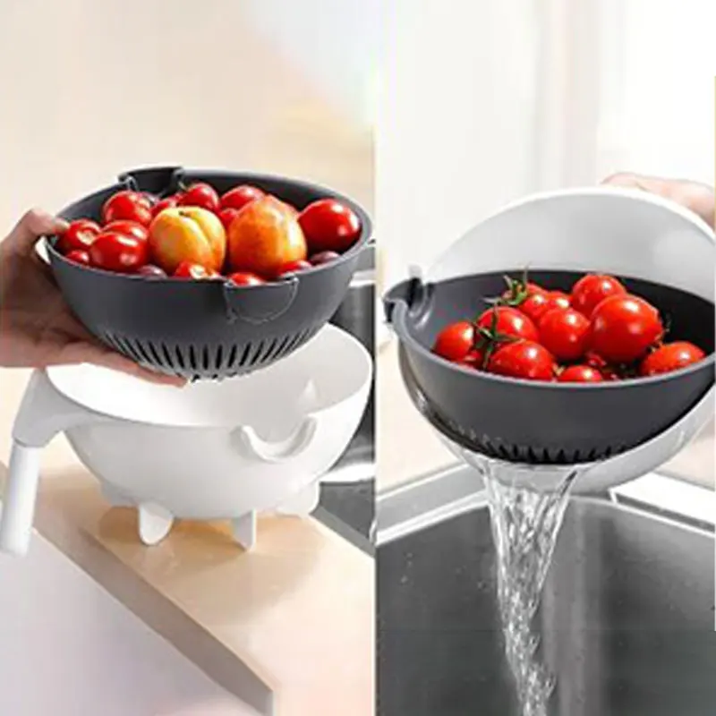 9-in-1 Vegetable Cutter & Slicer with Drain Basket – Multifunctional Household G
