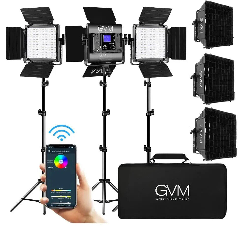 GVM 1000D RGB Video Light Kit with Softboxes & Bluetooth Control