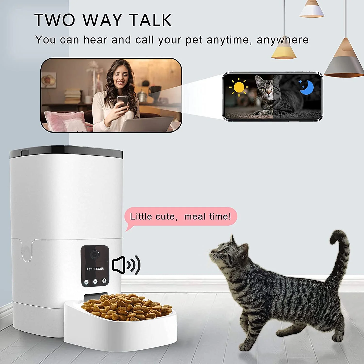 Pet Feeder,6L Automatic Pet Feeder for Cats and Dogs,1080P Camera,App Control,Vo