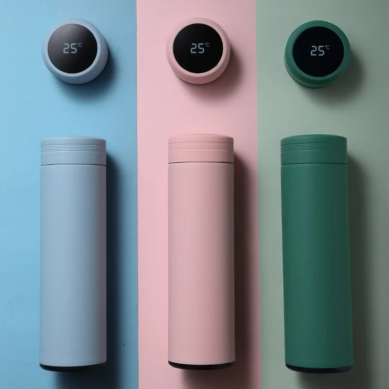 500Ml Smart Water Bottle Stainless Steel Thermos Temperature Display Leakproof V