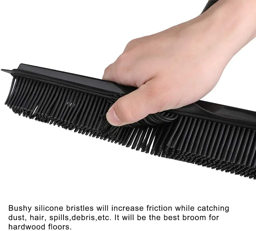 Pet Hair Rubber Broom Floor Brush for Carpet Dog Hair Remover with Built in Sque