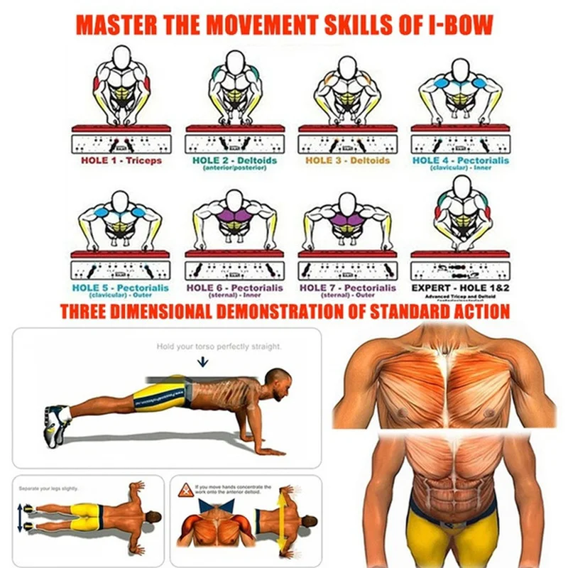 Portable Multifunctional Push-Up Board Set with Handles Foldable Fitness Equipme
