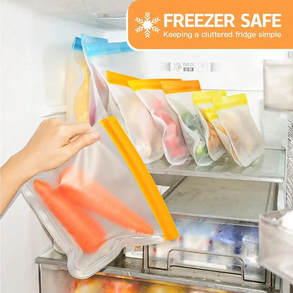 10-Piece Leak-Proof Reusable Silicone Food Storage Set – 3 Large, 4 Medium, 3 Sm