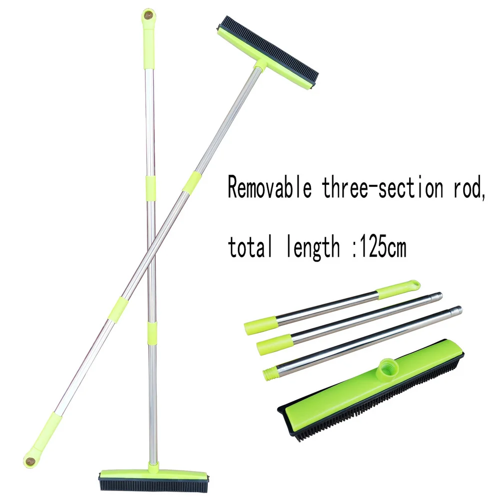 Pet Hair Rubber Broom Floor Brush for Carpet Dog Hair Remover with Built in Sque