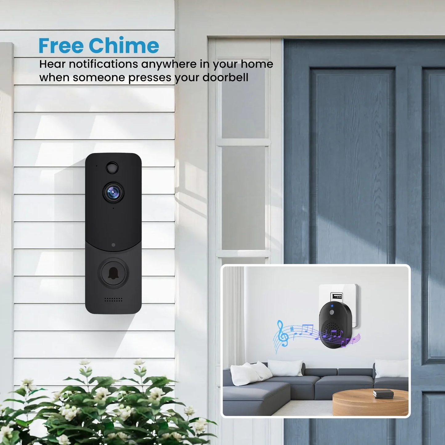 Wireless Doorbell Camera with Chime, Smart Video Doorbell Security Camera with ,