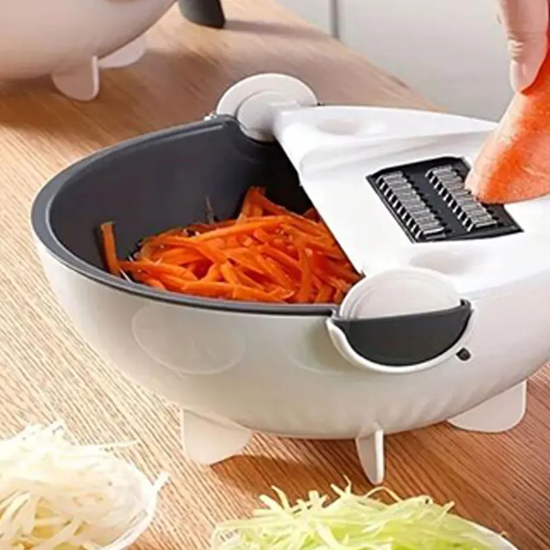 9-in-1 Vegetable Cutter & Slicer with Drain Basket – Multifunctional Household G