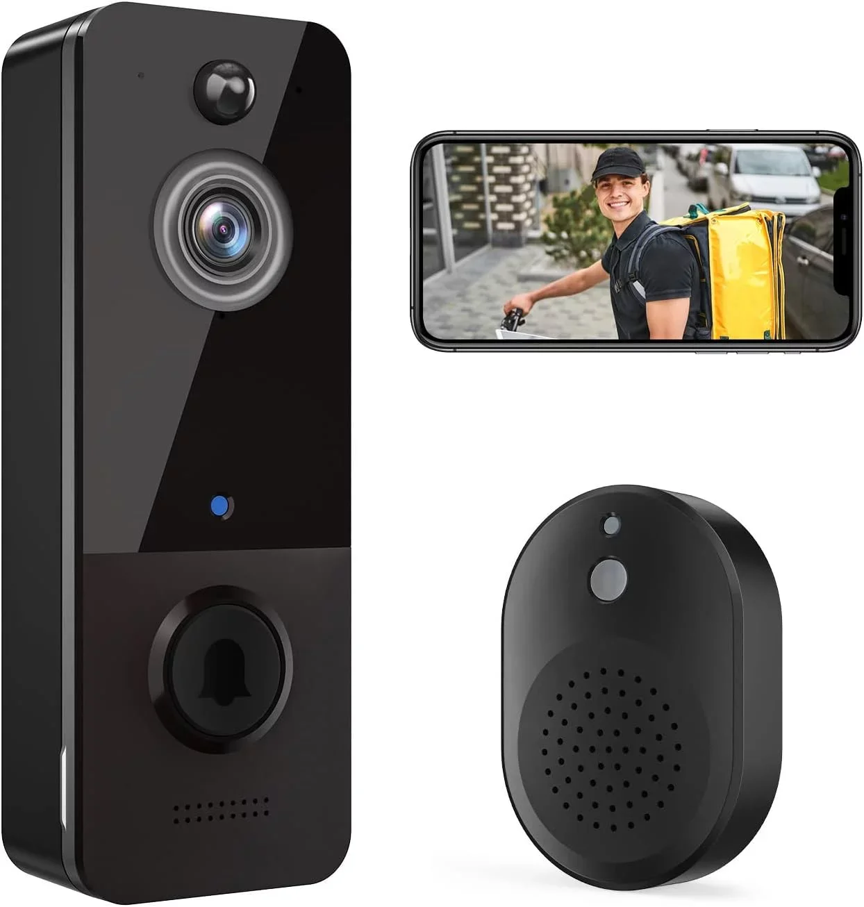 Wireless Doorbell Camera with Chime, Smart Video Doorbell Security Camera with ,