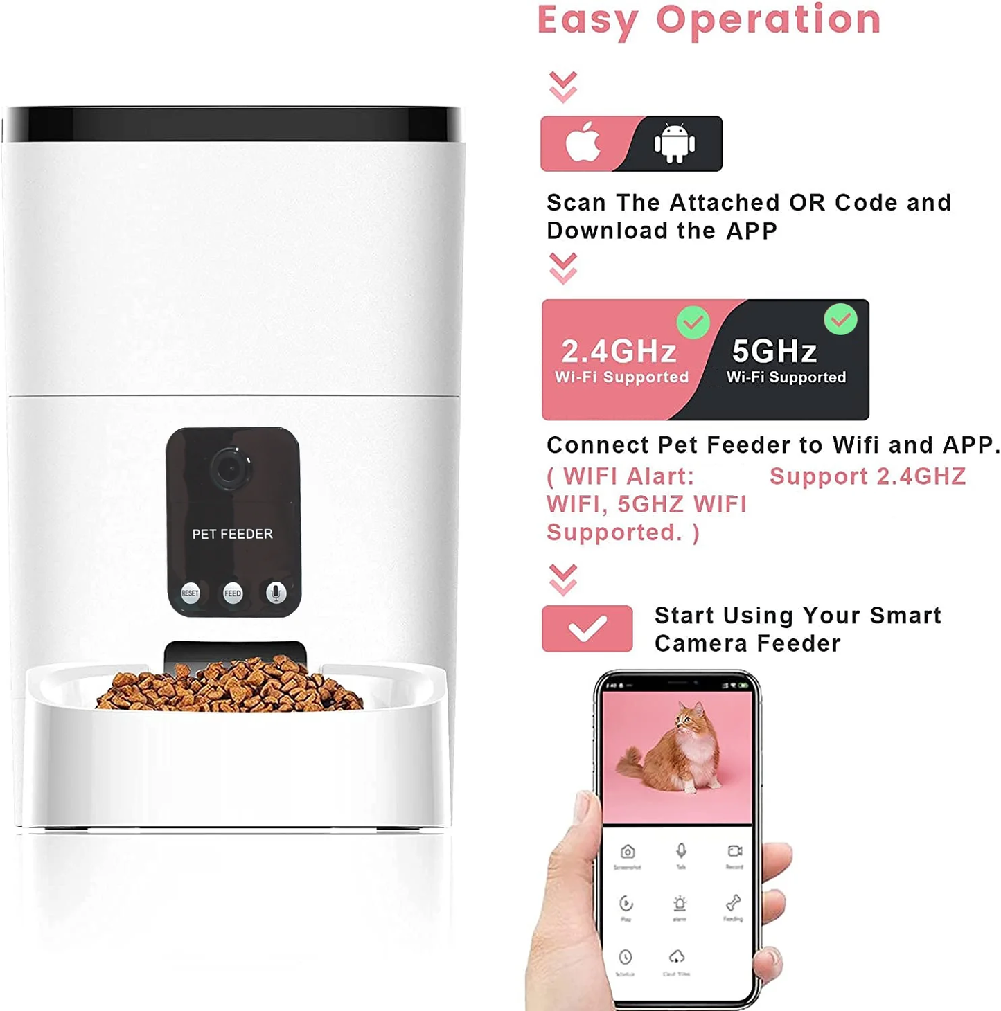 Pet Feeder,6L Automatic Pet Feeder for Cats and Dogs,1080P Camera,App Control,Vo