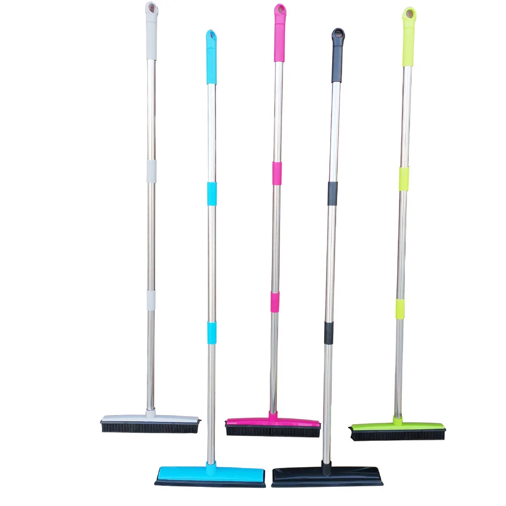 Pet Hair Rubber Broom Floor Brush for Carpet Dog Hair Remover with Built in Sque