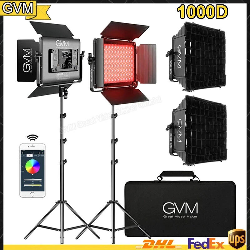 GVM 1000D RGB Video Light Kit with Softboxes & Bluetooth Control
