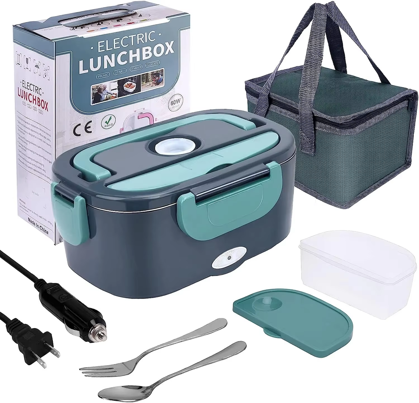 1.5L 60W Portable Electric Lunch Box Heater for Home and Car - Leak Proof