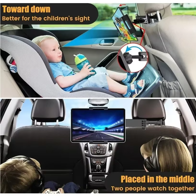 Car Tablet Holder, Headrest Tablet Mount Headrest Stand Cradle Compatible with D