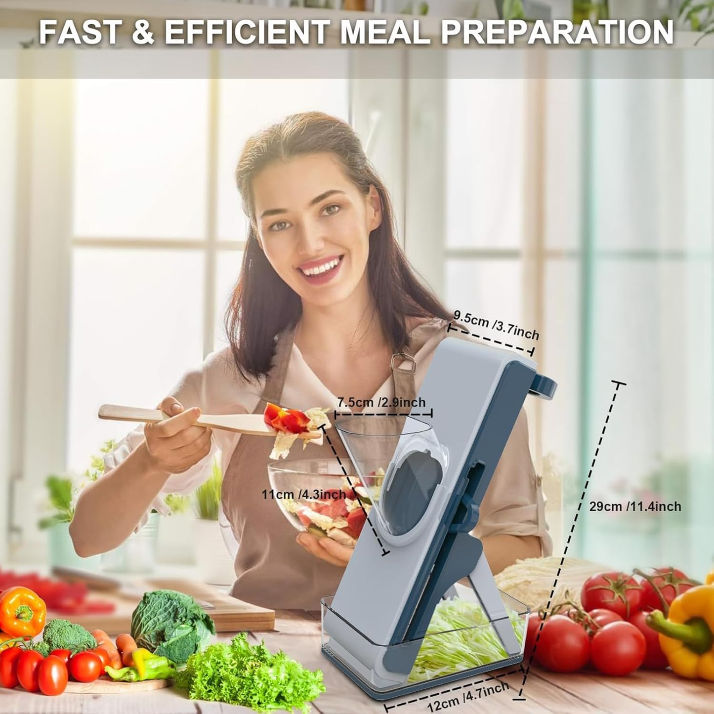 Professional 3-in-1 Mandoline Slicer and Vegetable Chopper with Container
