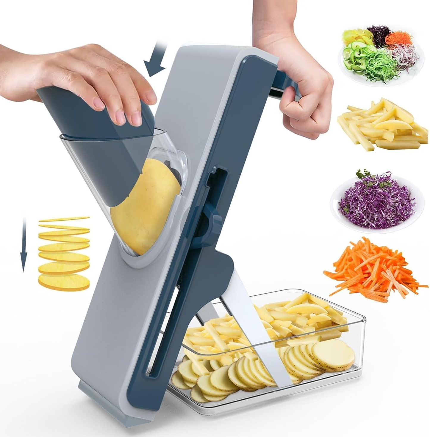 Professional 3-in-1 Mandoline Slicer and Vegetable Chopper with Container