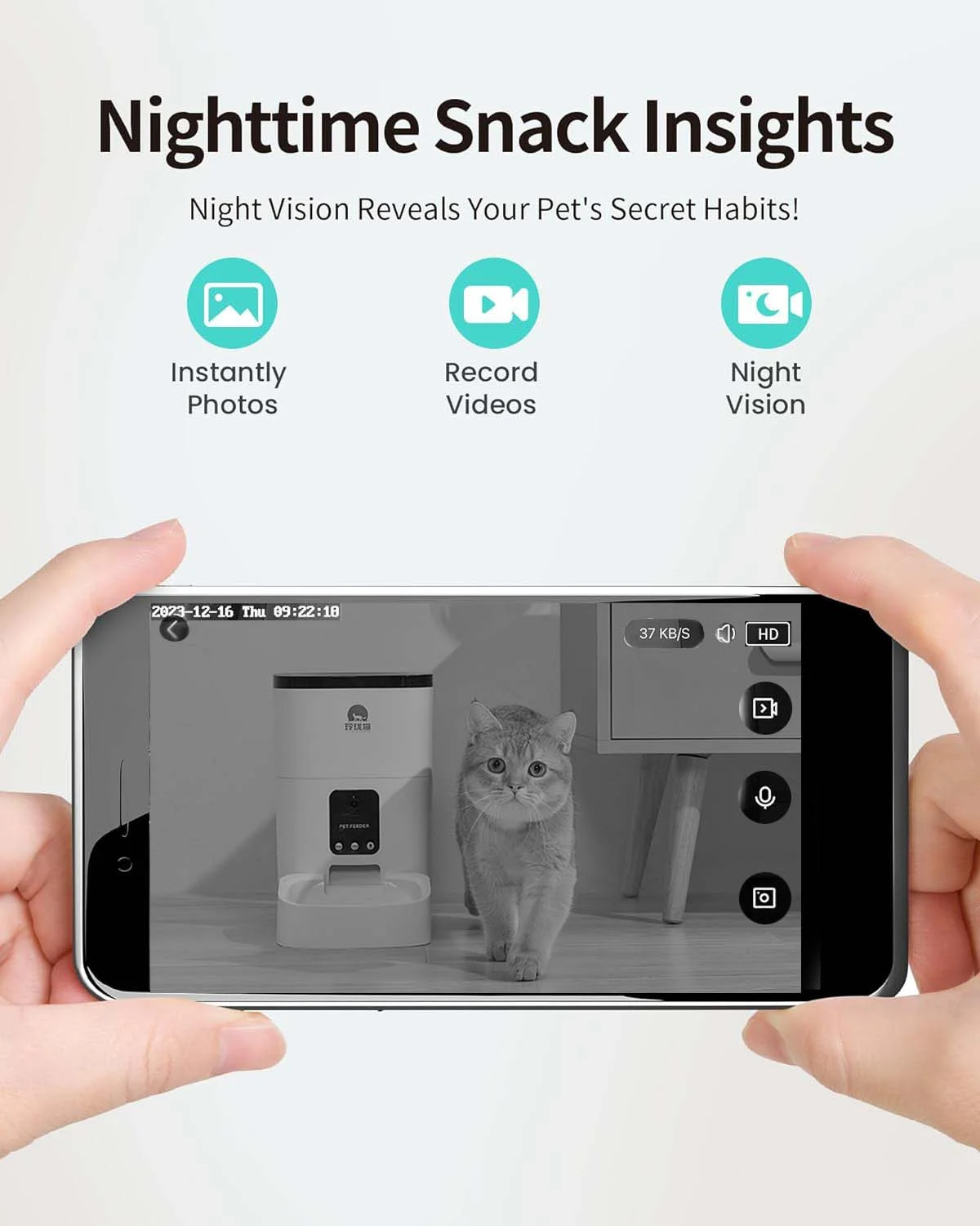 Pet Feeder,6L Automatic Pet Feeder for Cats and Dogs,1080P Camera,App Control,Vo