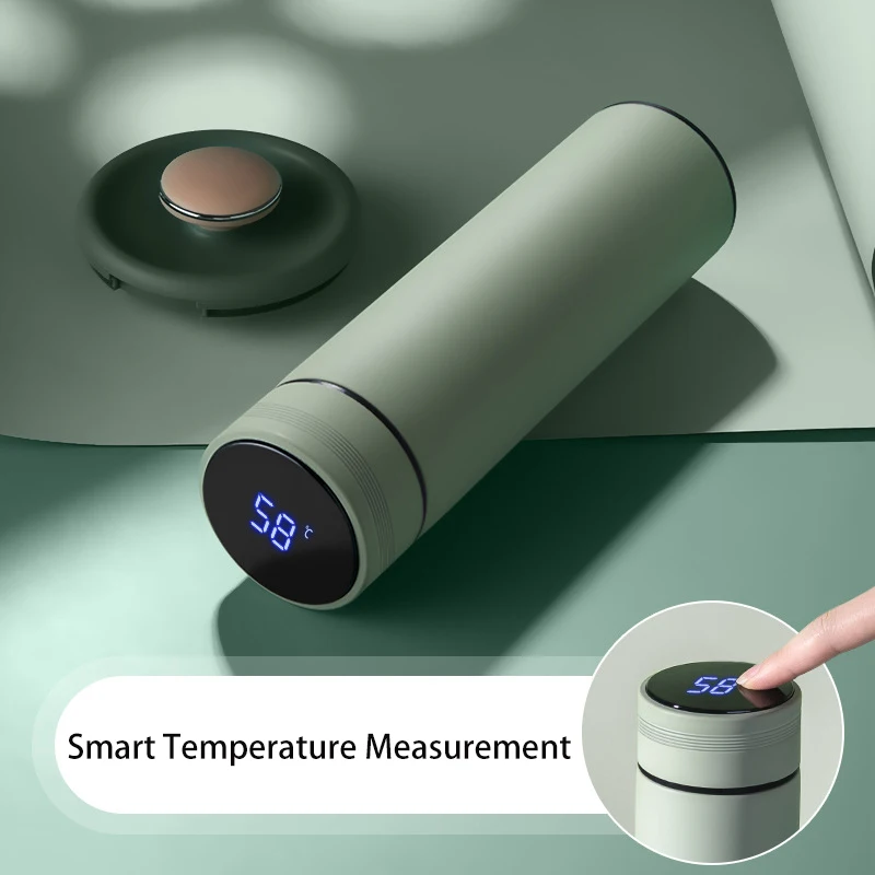 500Ml Smart Water Bottle Stainless Steel Thermos Temperature Display Leakproof V