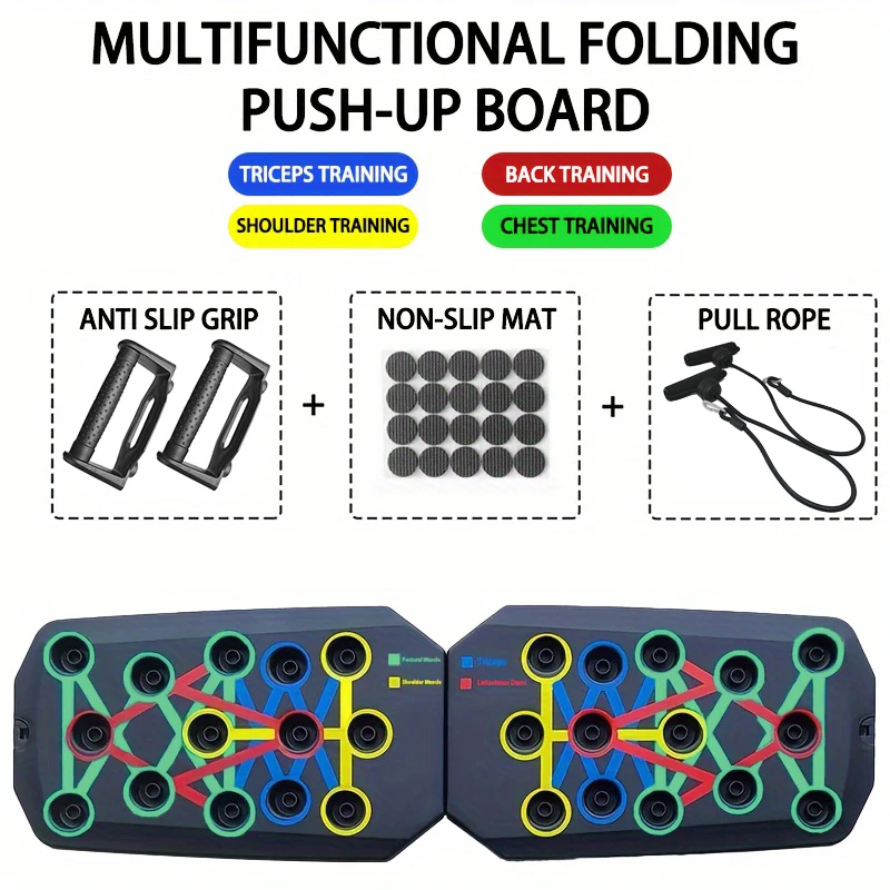 Portable Multifunctional Push-Up Board Set with Handles Foldable Fitness Equipme
