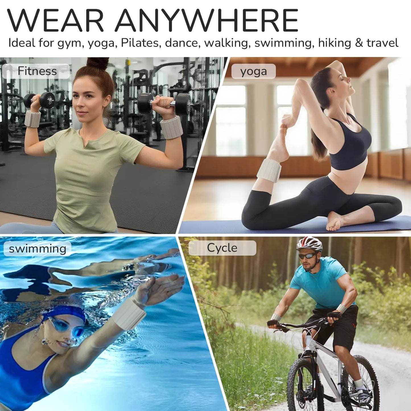 Wrist Weights Set of 2, Adjustable Silicone Workout Weights for Women and Men, Wearable Ankle/Wrist Weights Suitable for Yoga, Dance, Pilates, Pool Exercises and Jogging