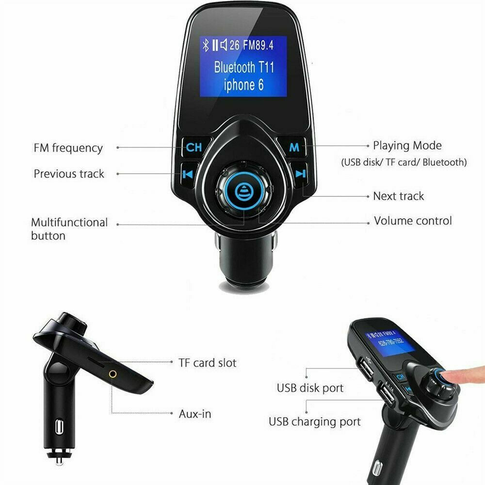 Bluetooth Car Kit MP3 Player FM Transmitter Wireless Radio Adapter USB Charger