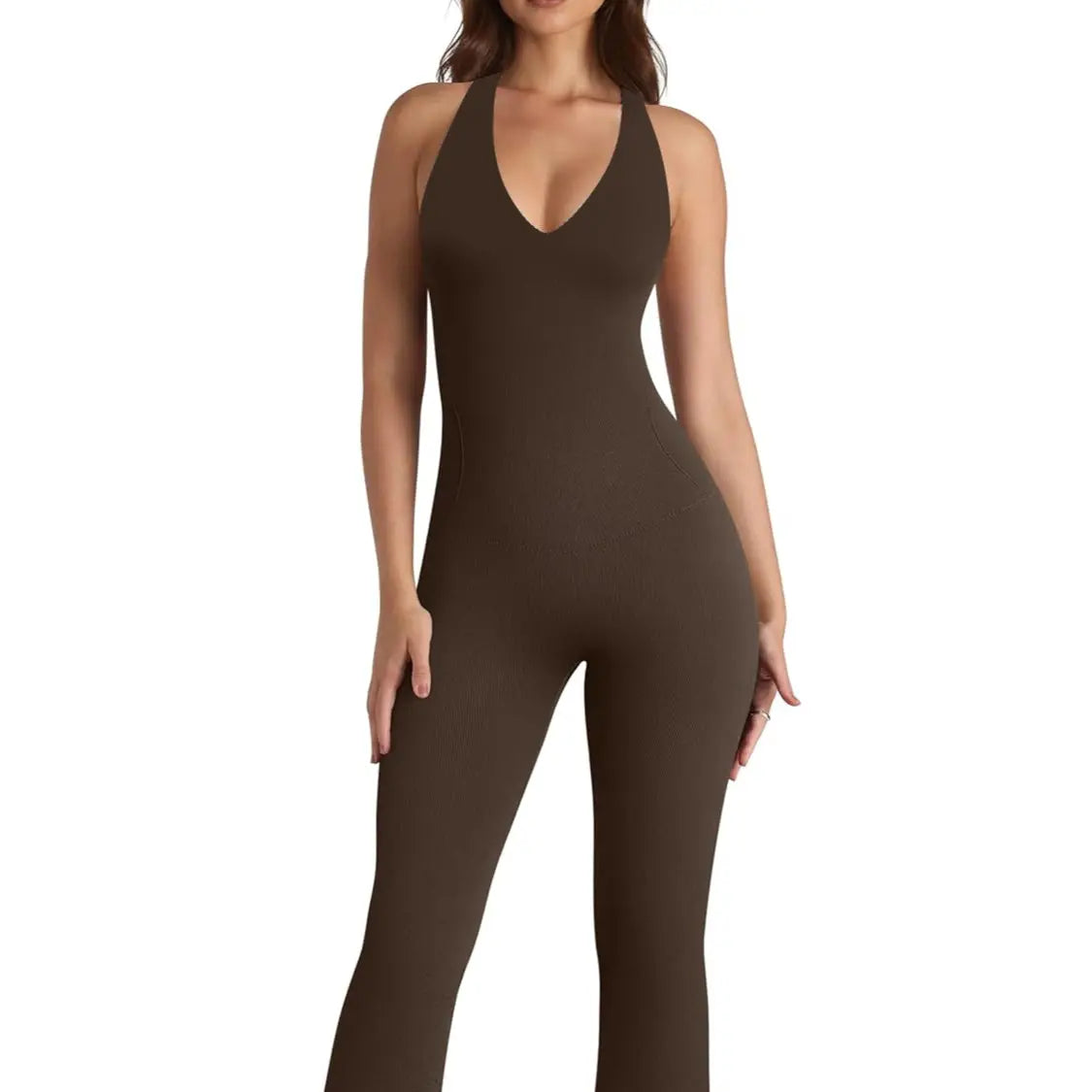 Women'S Tummy Control Backless Sports Jumpsuit - Buttery Soft Quick Dry Ribbed Activewear for Yoga, Gym & Daily Wear