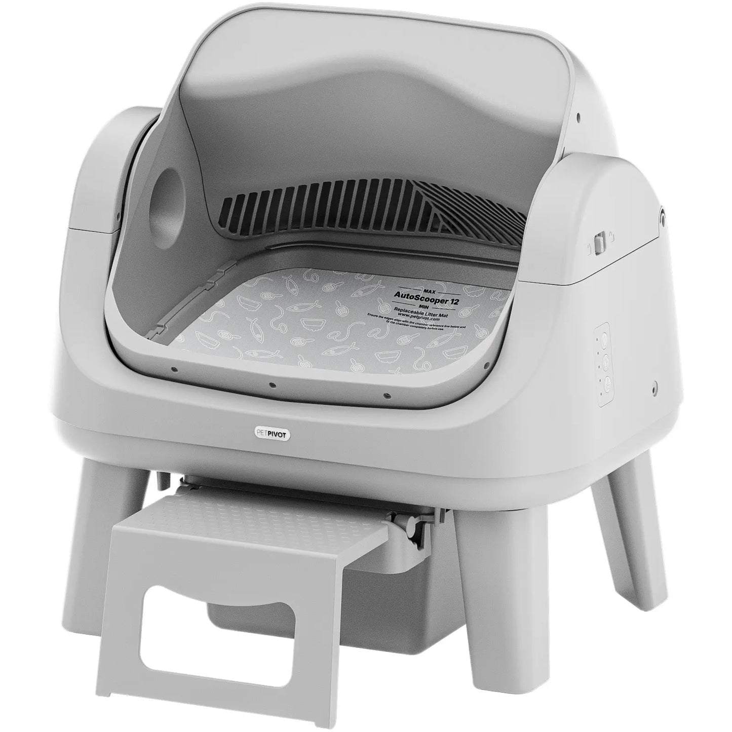 Petpivot Autoscooper 12 Open-Top Self-Cleaning Cat Litter Box – Sealed Waste Drawer, Includes Trash Bags & Entry Step