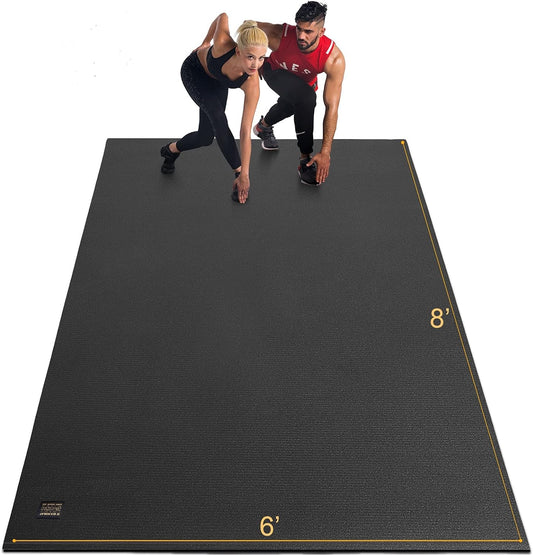Extra Large Non-Slip Exercise Mat for Home Gym - Available in Multiple Sizes (16'X6', 12'X6', 10'X6', 8'X6') - 7mm Thick Durable Cardio Mat for MMA, Plyometrics, Jump Rope, Weights, and Fitness Activities
