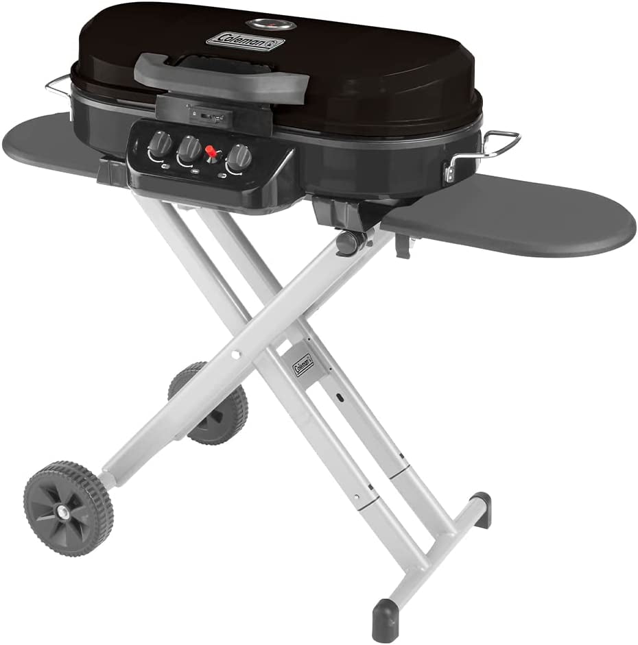 Roadtrip 285 Portable Stand-Up Propane Grill with Three Adjustable Burners and Instastart Ignition – 20,000 BTUs for Outdoor Cooking, Camping, Tailgating, and Barbecuing