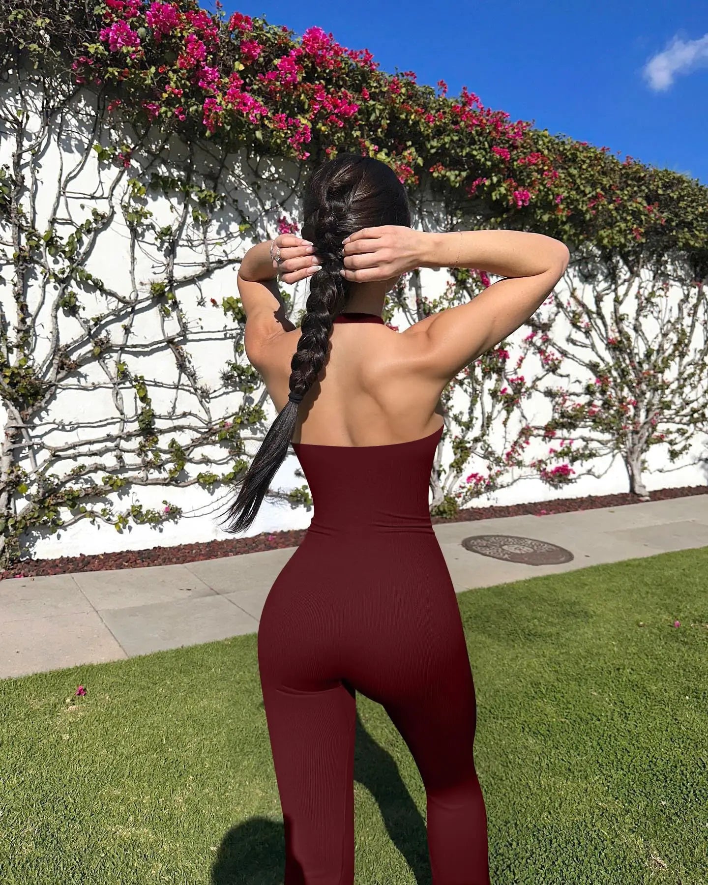 Women'S Tummy Control Backless Sports Jumpsuit - Buttery Soft Quick Dry Ribbed Activewear for Yoga, Gym & Daily Wear
