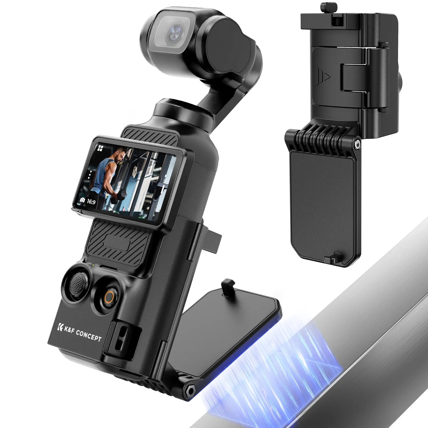 【K&F CONCEPT】 Magnetic Mount Compatible with DJI Osmo Pocket 3, Desktop Support Base Bracket Stand Expansion Adapter, Pocket 3 Multi-Function Magnet Suction Expand Frame Accessories