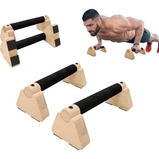 Two-Pack Parallel Bars - Wooden Hand Stretcher with Push-Up Bars and Gym Handles, Durable Wooden Design for Men and Women, Ideal for Yoga and Strength Training, Gym Accessories, Sturdy Construction