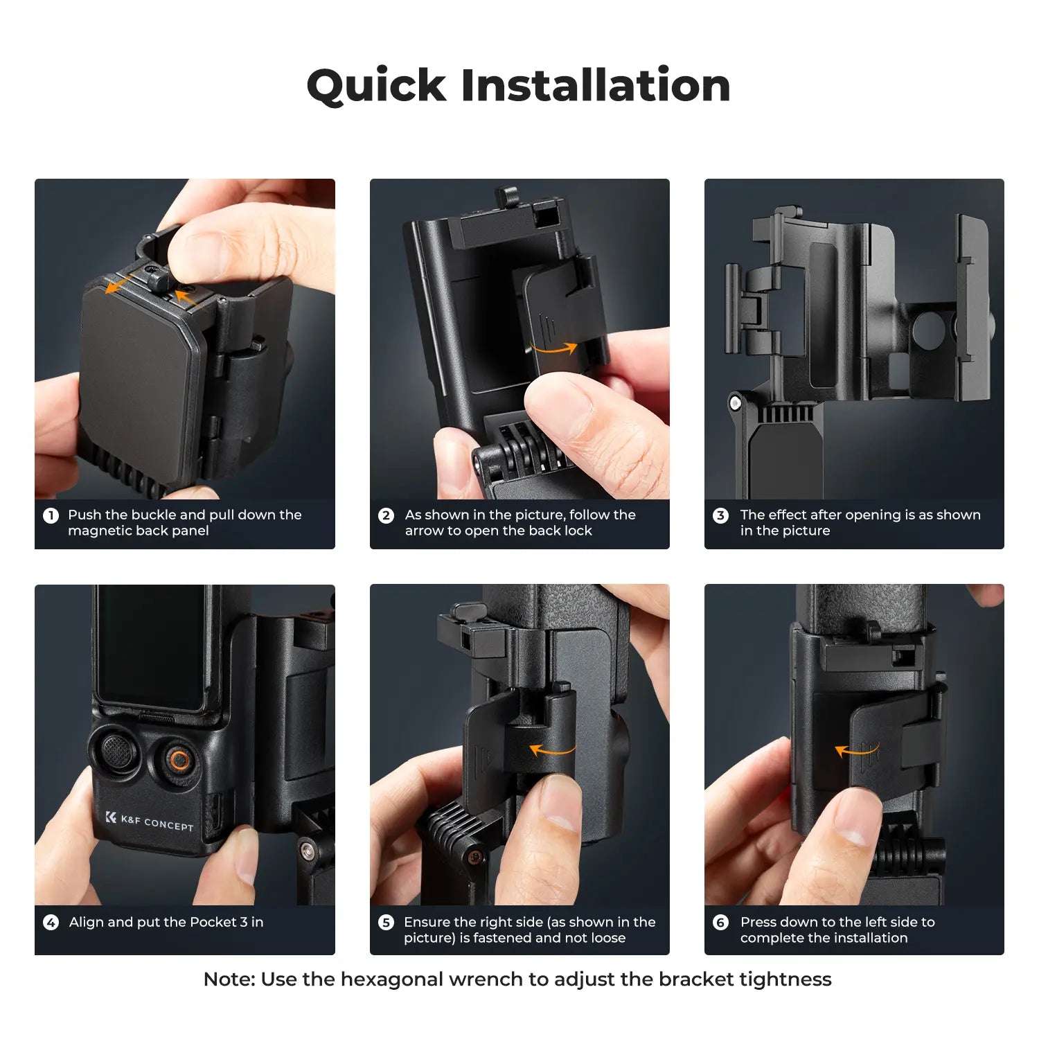 【K&F CONCEPT】 Magnetic Mount Compatible with DJI Osmo Pocket 3, Desktop Support Base Bracket Stand Expansion Adapter, Pocket 3 Multi-Function Magnet Suction Expand Frame Accessories