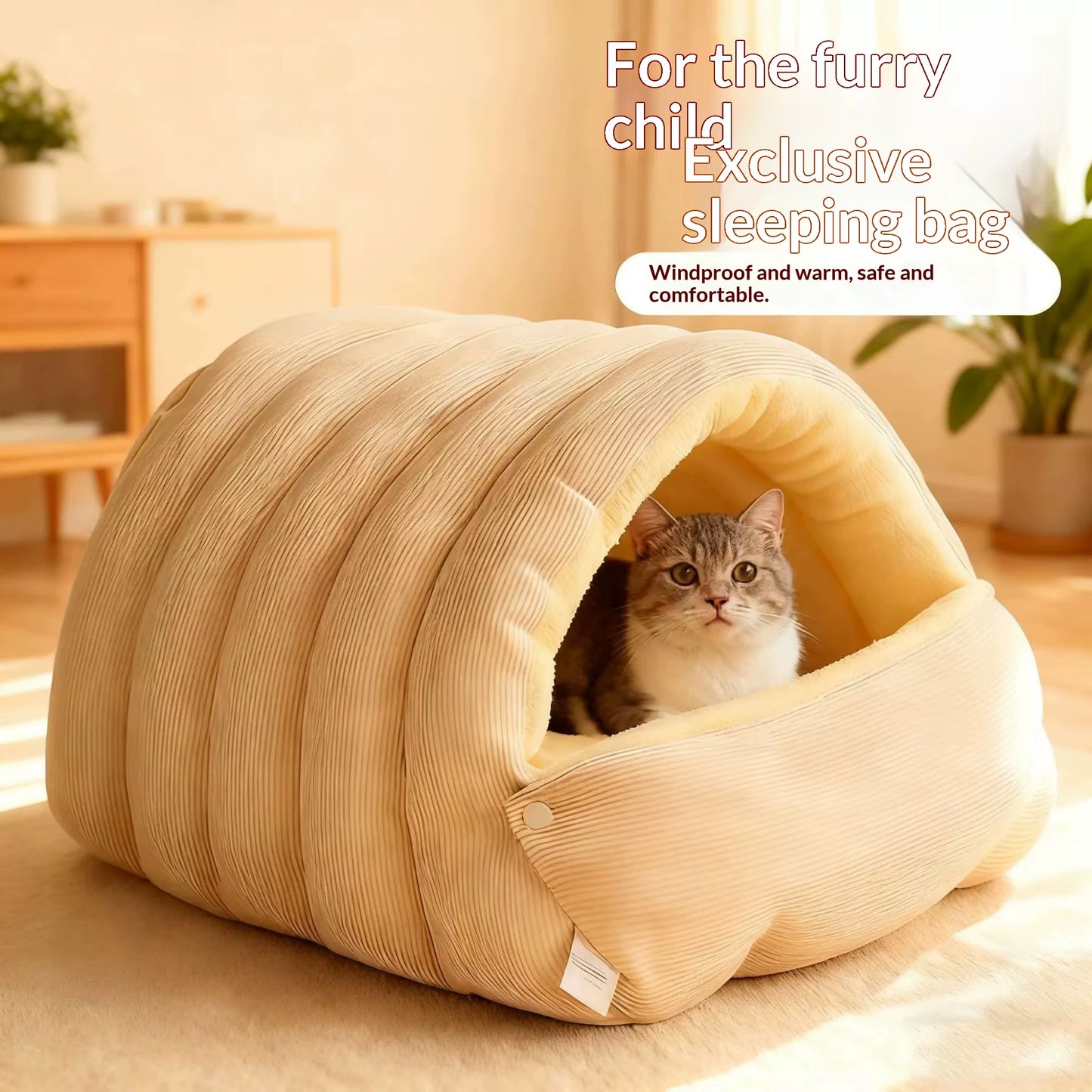 Heated Plush Cat Bed with Removable Waterproof Cover - Scratch Resistant Design for Cats and Small Dogs