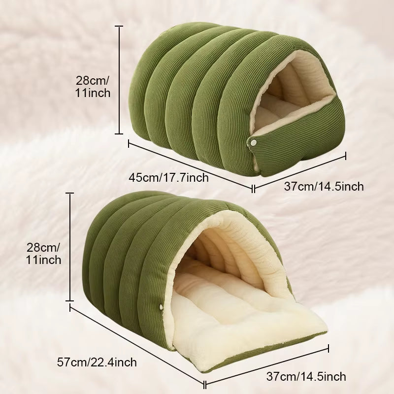 Heated Plush Cat Bed with Removable Waterproof Cover - Scratch Resistant Design for Cats and Small Dogs