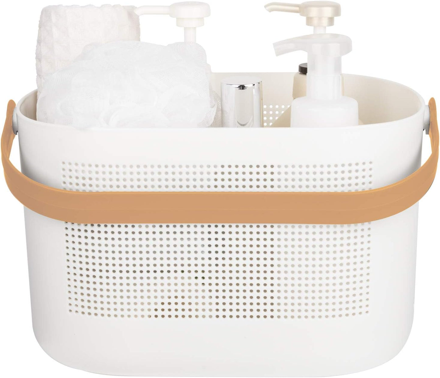 Plastic Storage Baskets with Handles for Bathroom, Kitchen, and Dorm Room Organization - Yellow Shower Caddy Shelf Organizers