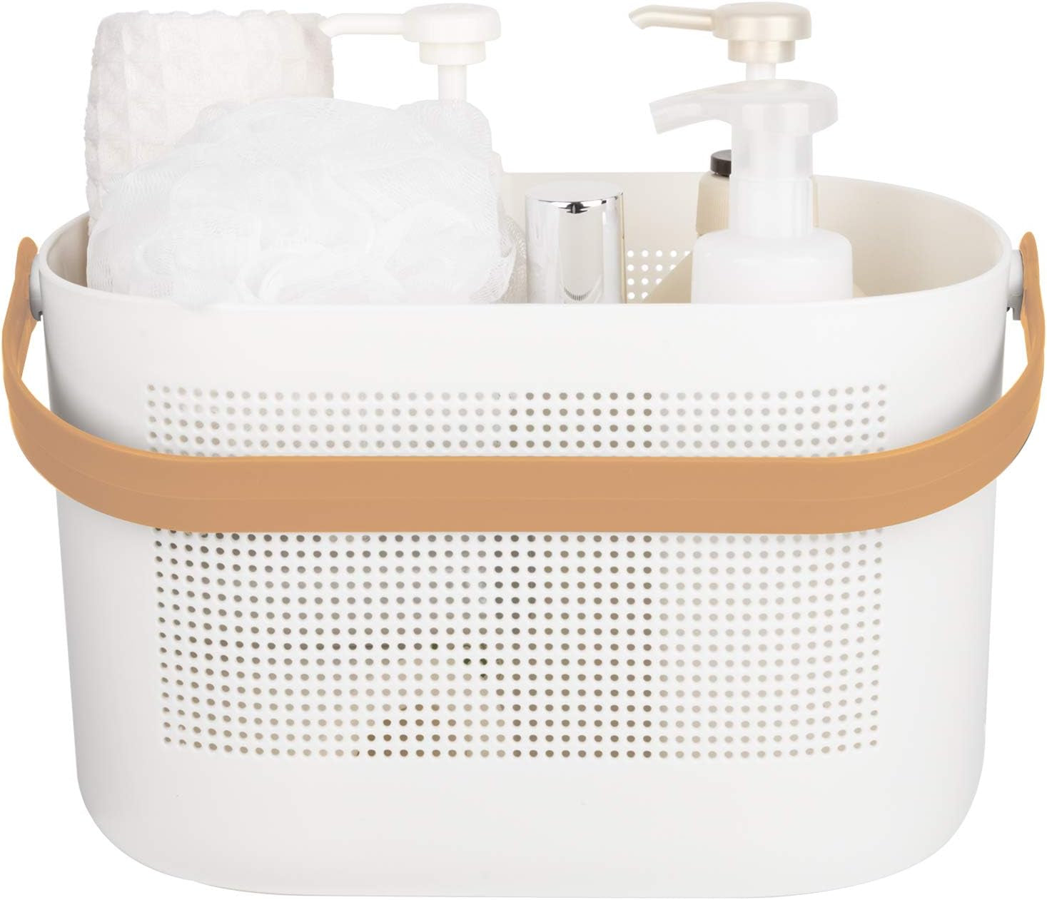 Plastic Storage Baskets with Handles for Bathroom, Kitchen, and Dorm Room Organization - Yellow Shower Caddy Shelf Organizers