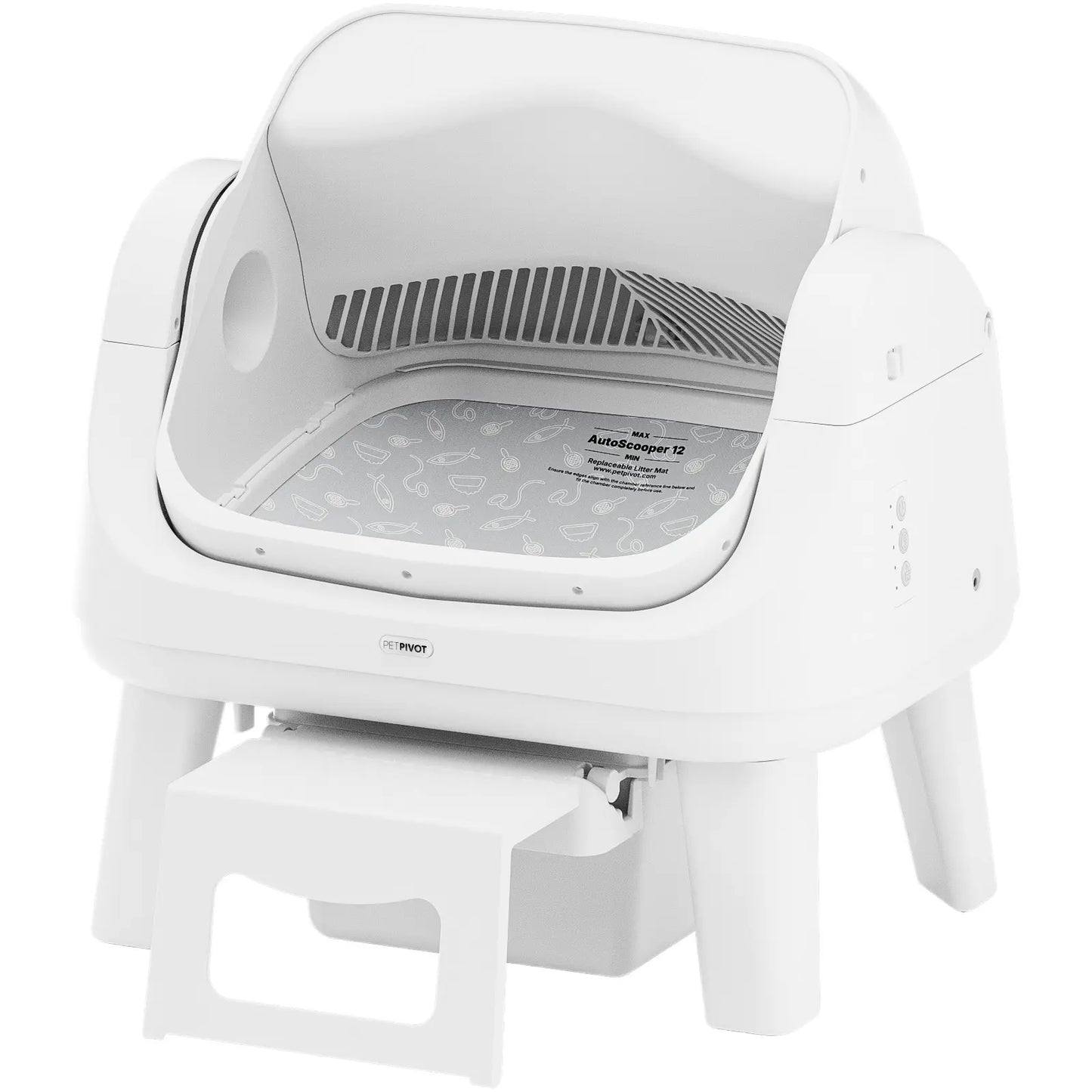 Petpivot Autoscooper 12 Open-Top Self-Cleaning Cat Litter Box – Sealed Waste Drawer, Includes Trash Bags & Entry Step