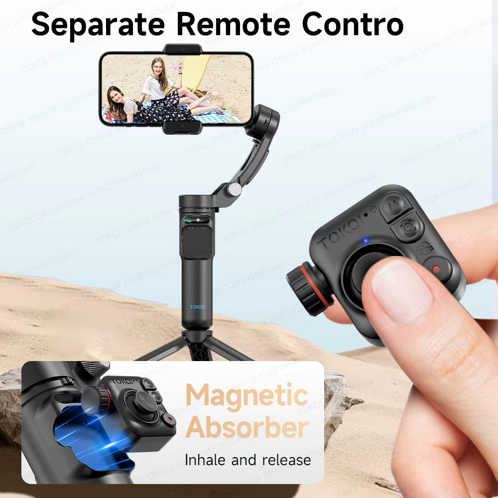 M03 Handheld Gimbal 3-Axis AI Tracking Stabilizer with Wireless Microphone for Smartphones Shooting Vlog, with Fill Light