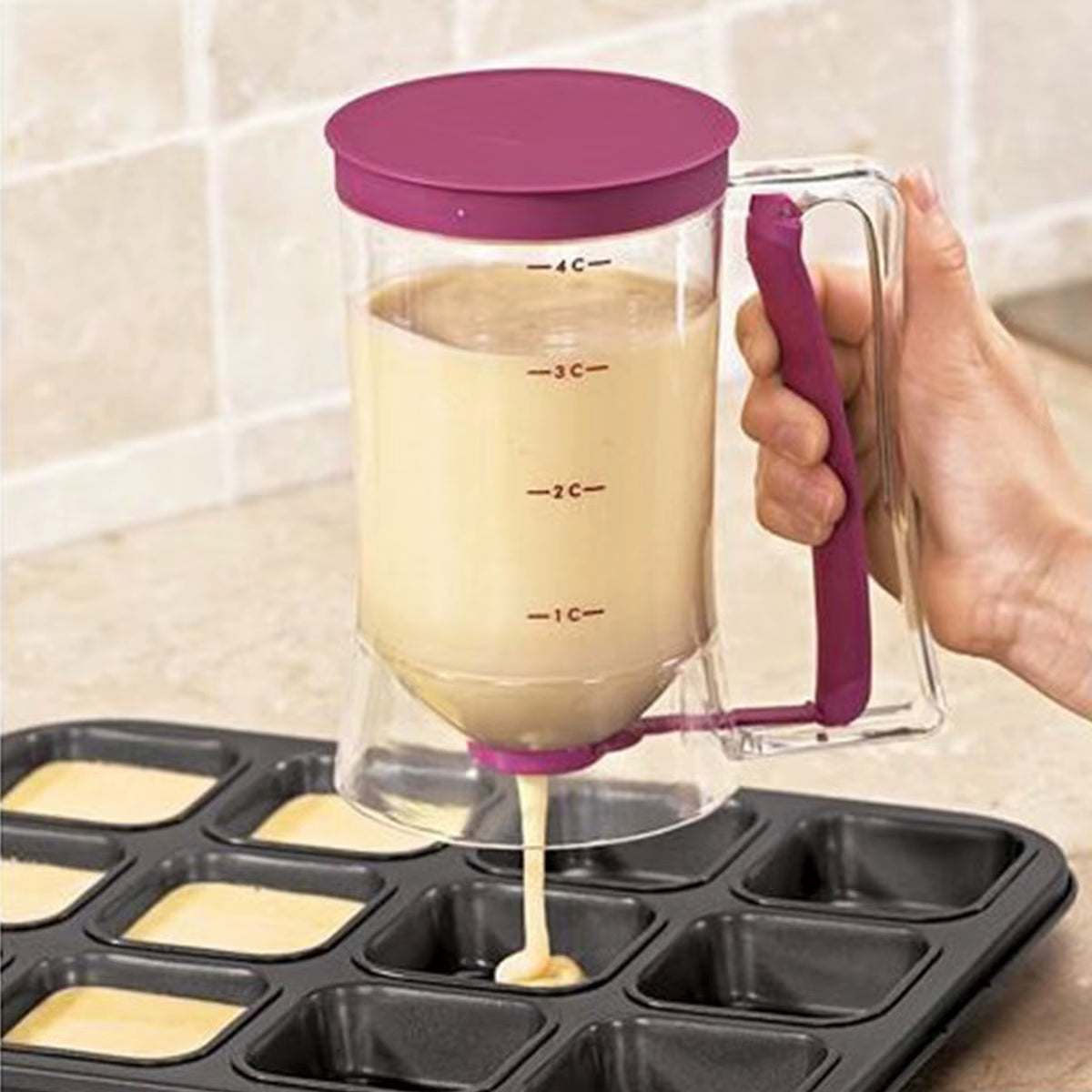Batter Dispenser Hand-Held Graduated Funnel Pastry Dough Dispensador Tools for Pancake Cupcakes Waffles Batter Kitchen Supplies