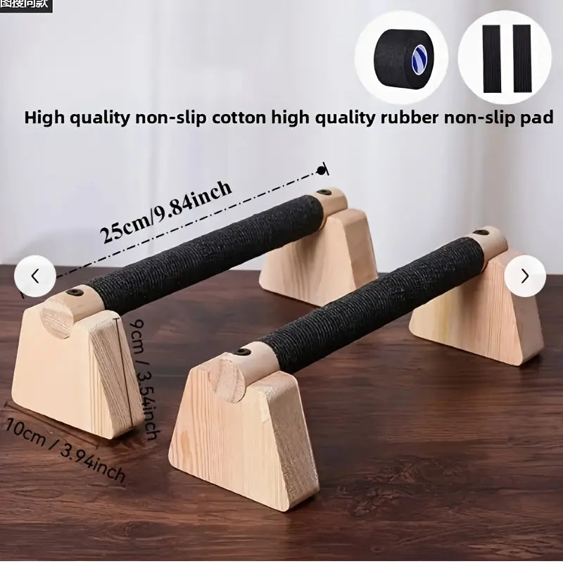 Two-Pack Parallel Bars - Wooden Hand Stretcher with Push-Up Bars and Gym Handles, Durable Wooden Design for Men and Women, Ideal for Yoga and Strength Training, Gym Accessories, Sturdy Construction