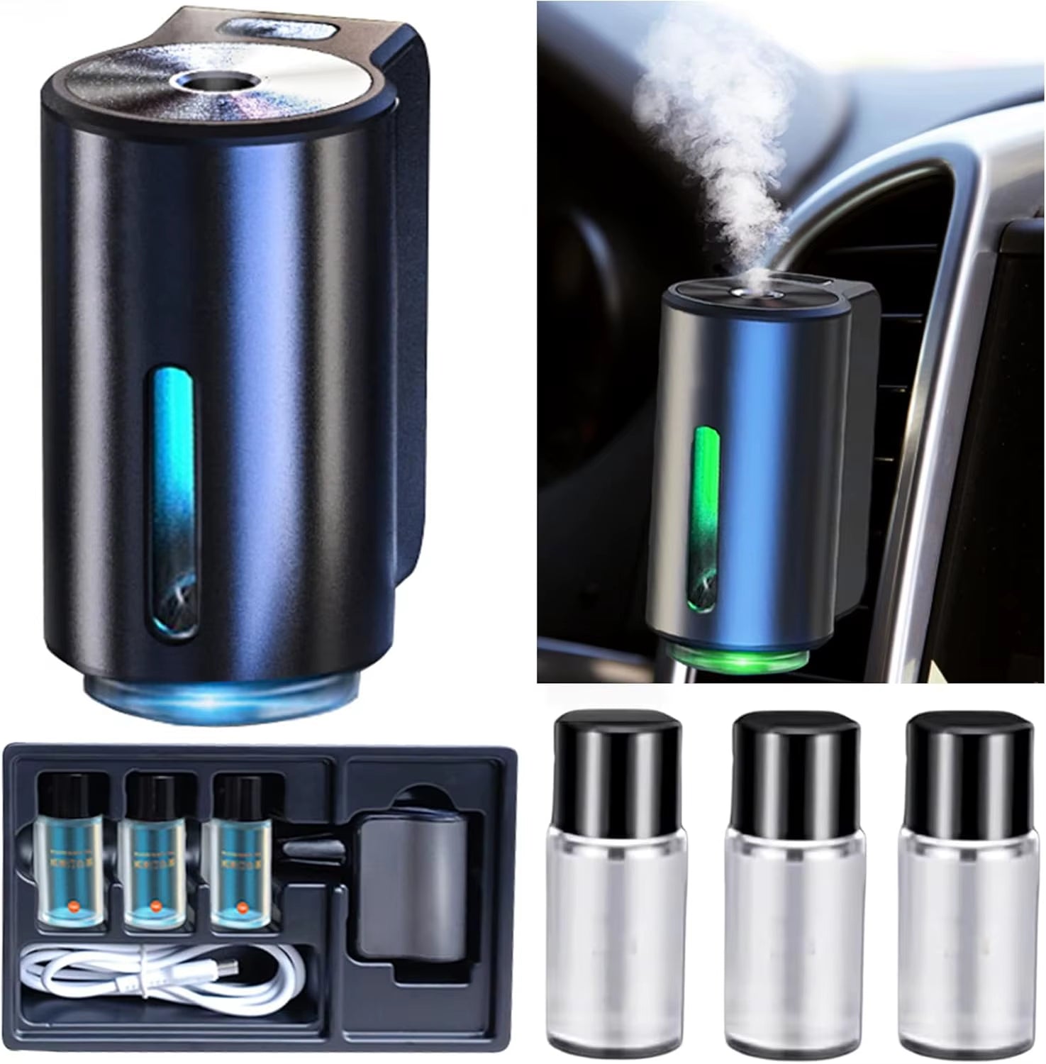 Rechargeable Auto Aroma Diffuser with Essential Oil Smart Car Air Freshener with Three Adjustable Modes Car Fragrance Diffuser