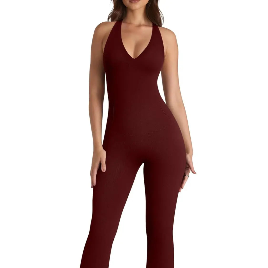 Women'S Tummy Control Backless Sports Jumpsuit - Buttery Soft Quick Dry Ribbed Activewear for Yoga, Gym & Daily Wear