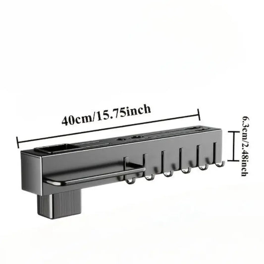Multi-Functional Wall-Mounted Kitchen Storage Rack, Kitchenware - Heavy-Duty Carbon Steel Knife Holder, Japanese Knife Storage Rack, No-Drill Installation, Suitable for Storing Knives, Cutlery, and Cutting Boards in Homes and Restaurants, Space-Saving