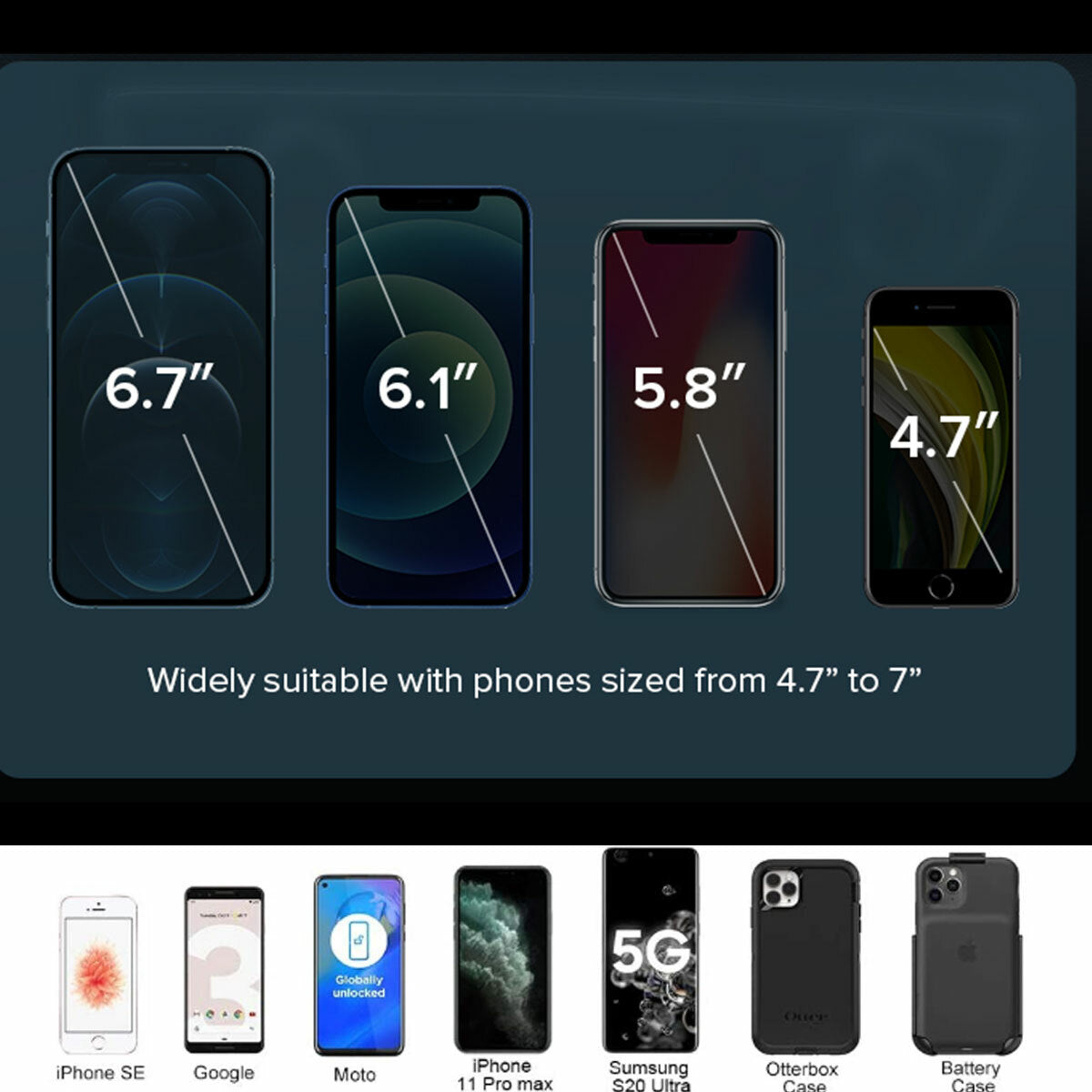 Car Phone Holder Dashboard Windshield Phone Mount Universal for Iphone Samsung